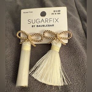 Sugarfix by BaubleBar Gold Bow & Cream Tassel Earrings, NWT
